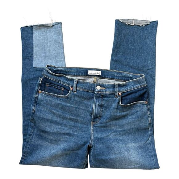 Loft Patchwork Girlfriend Blue Jeans in Classic Mid Wash Style # 766916 - Picture 3 of 6